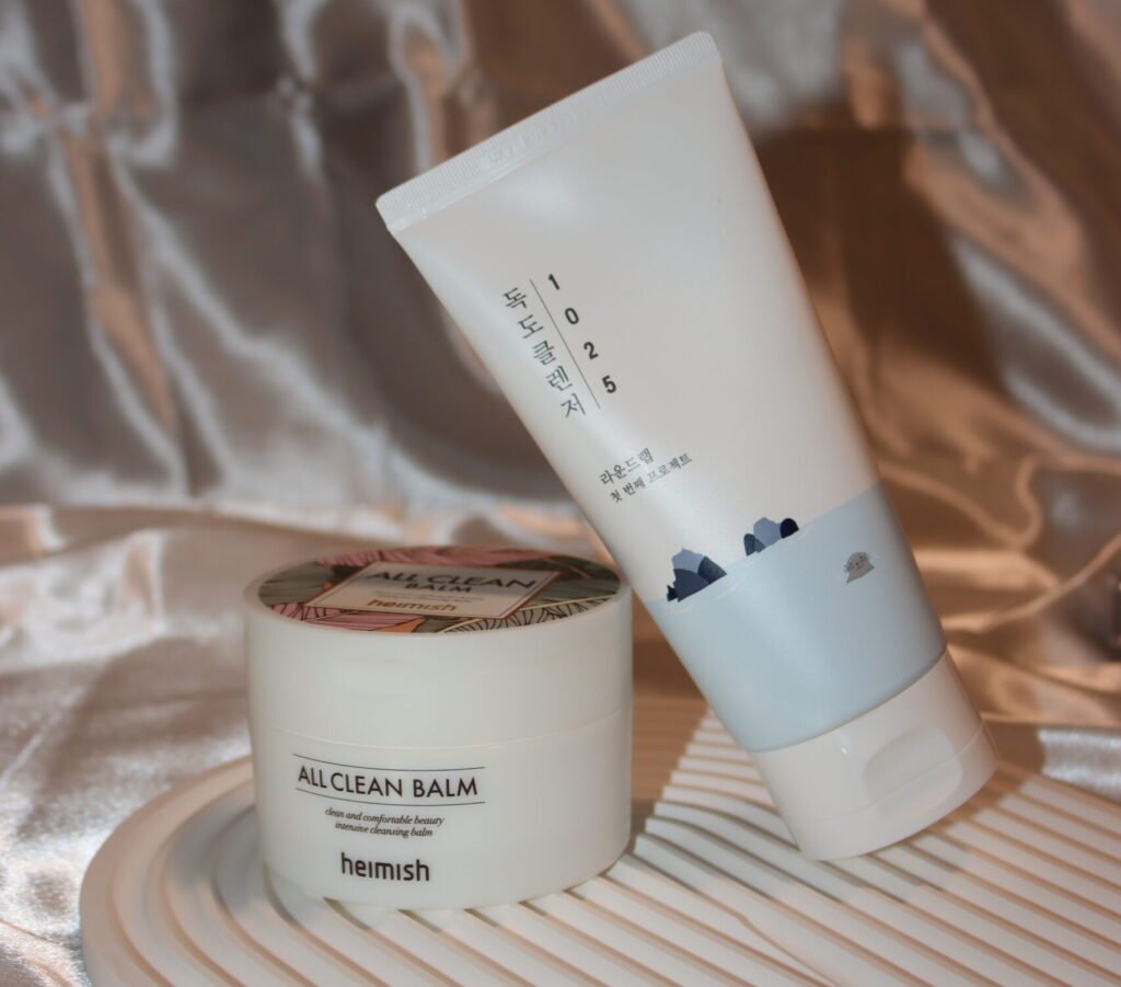 Double Cleansing Heimish All Clean Balm and Round Lab 1025 Dokdo Cleanser